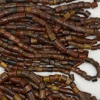 8-11mm Banded Jasper Tube Beads – Red, Brown & Yellow Jasper – Irregular Gemstone Beads, 15